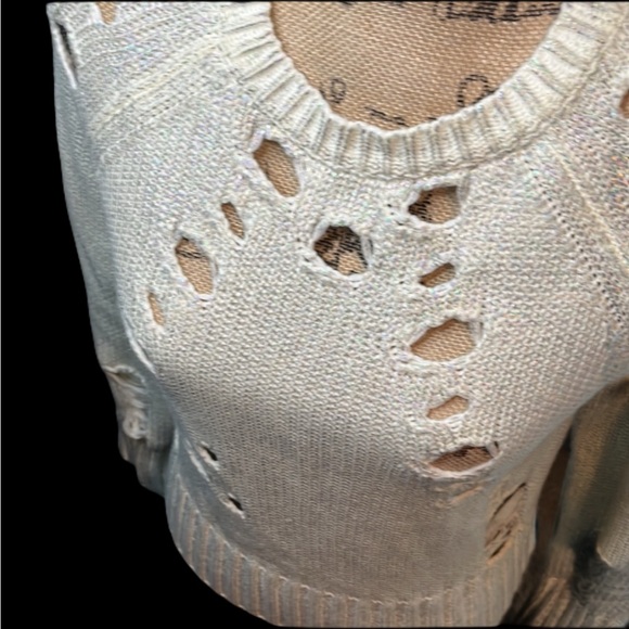 Sunset + Spring Distressed Cream Sweater - Picture 4 of 7